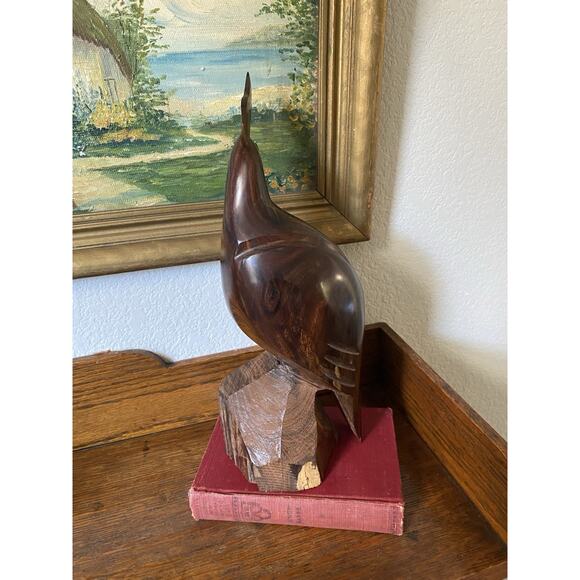 Vintage Midcentury Ironwood Quail Folk Art Carved Wooden Figure 11” MCM - Picture 3 of 8